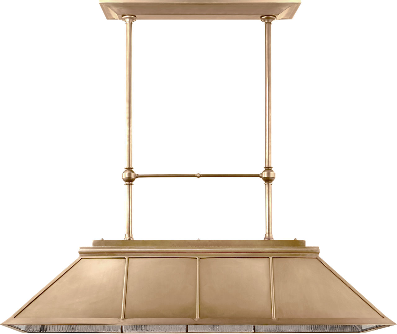 Rivington Large Billiard Chandelier in Natural Brass with Antiqued Ribbed Mirror