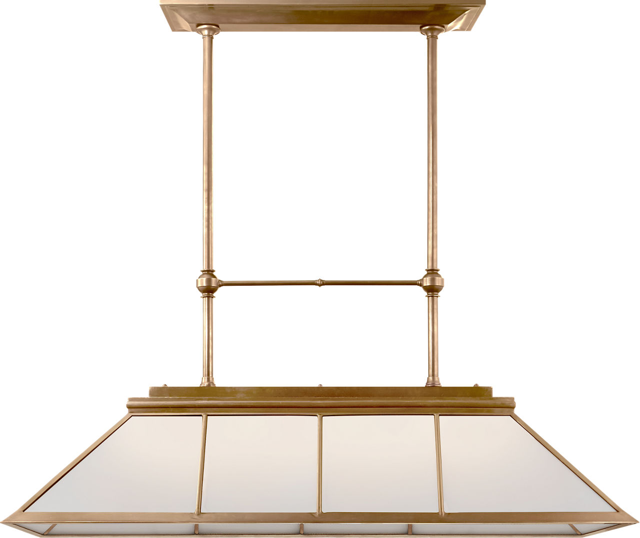 Rivington Large Billiard Chandelier in Natural Brass with White Glass