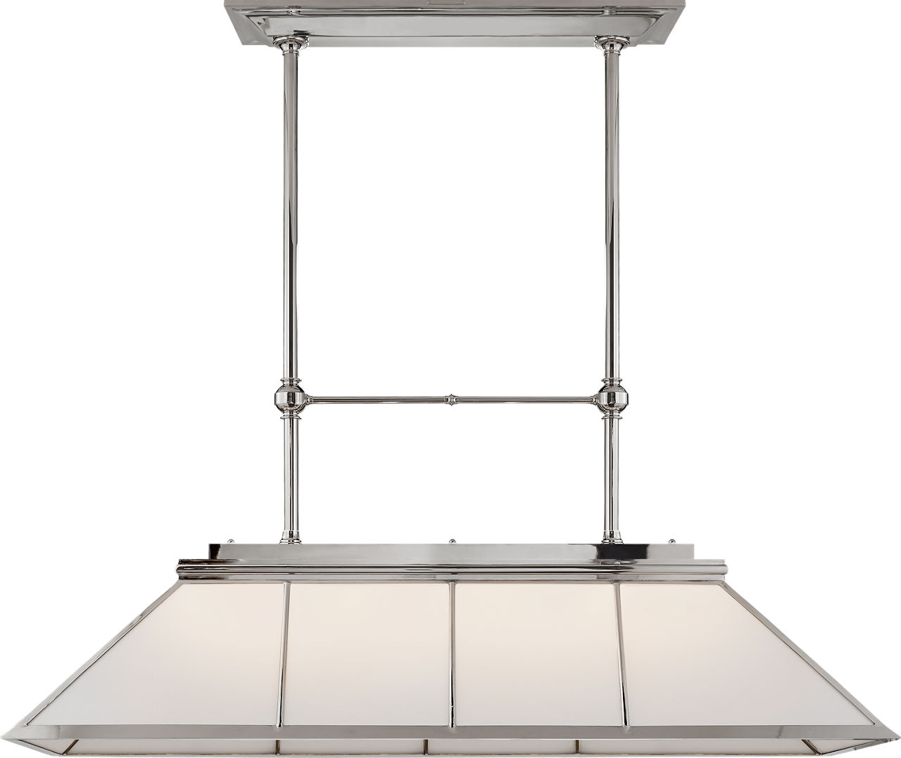 Rivington Large Billiard Chandelier in Polished Nickel with White Glass