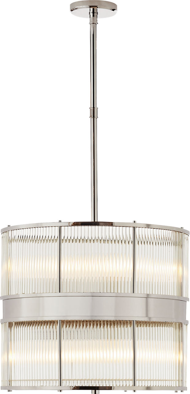 Allen Large Chandelier in Polished Nickel and Glass Rods