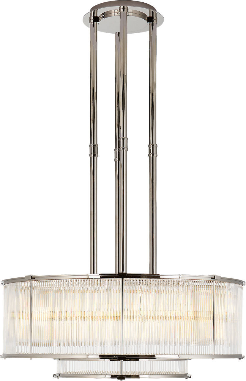 Allen Large Tiered Chandelier in Polished Nickel and Glass Rods