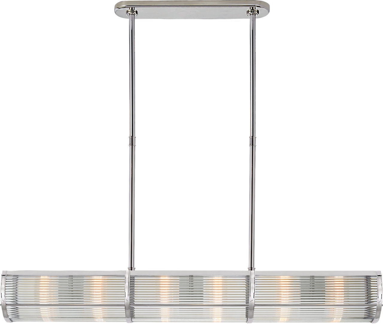 Allen Medium Linear Pendant in Polished Nickel and Glass Rods