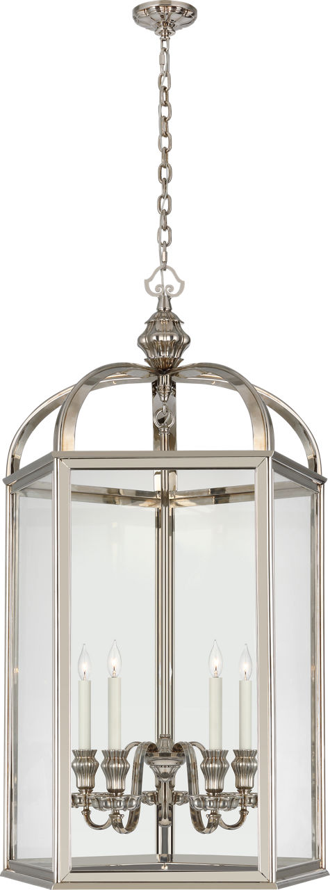 Falaise Large Lantern in Butler's Silver with Clear Glass