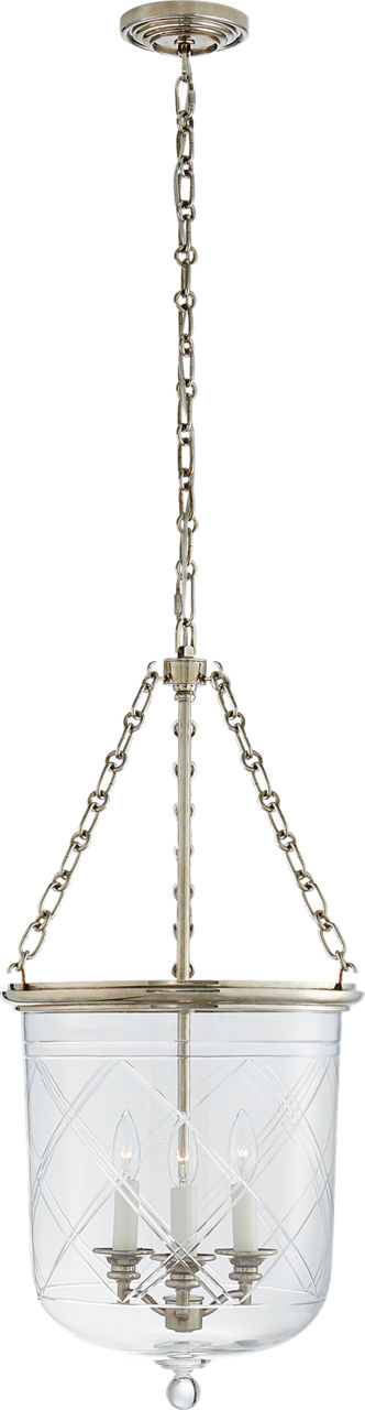 Cambridge Medium Smoke Bell Lantern in Butler's Silver with Clear Glass