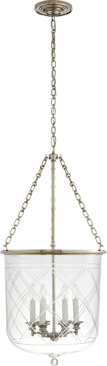 Cambridge Large Smoke Bell Lantern in Butler's Silver with Clear Glass