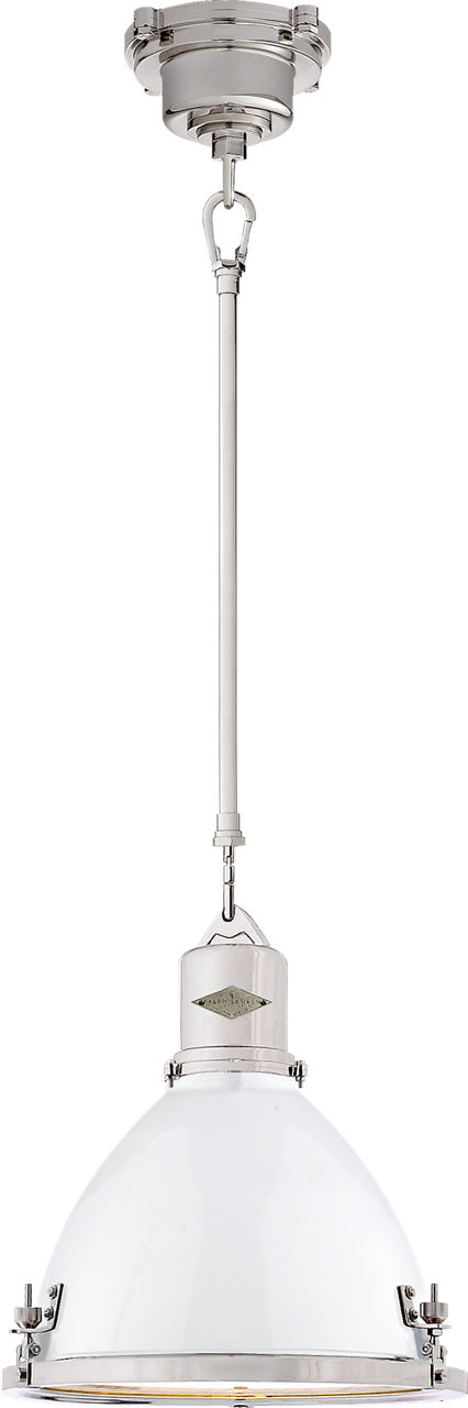 Fulton Small Pendant in Polished Nickel with White Enamel Shade