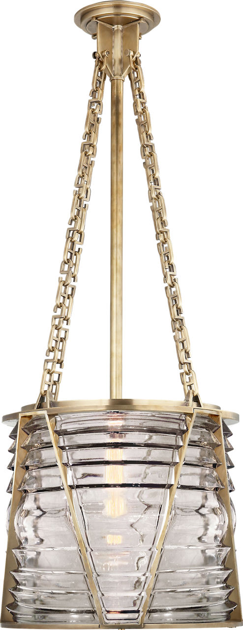 Chatham Large Lantern in Natural Brass with Clear Glass