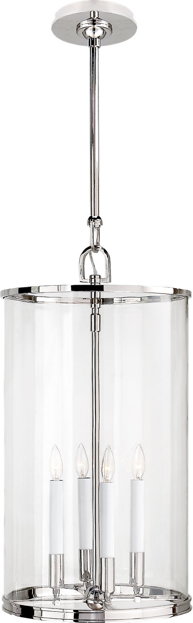 Modern Large Lantern in Polished Nickel