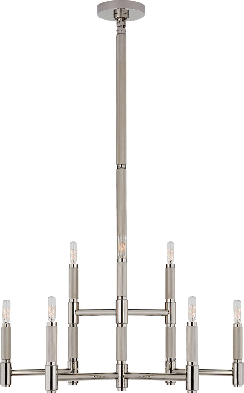 Barrett Medium Knurled Chandelier in Polished Nickel