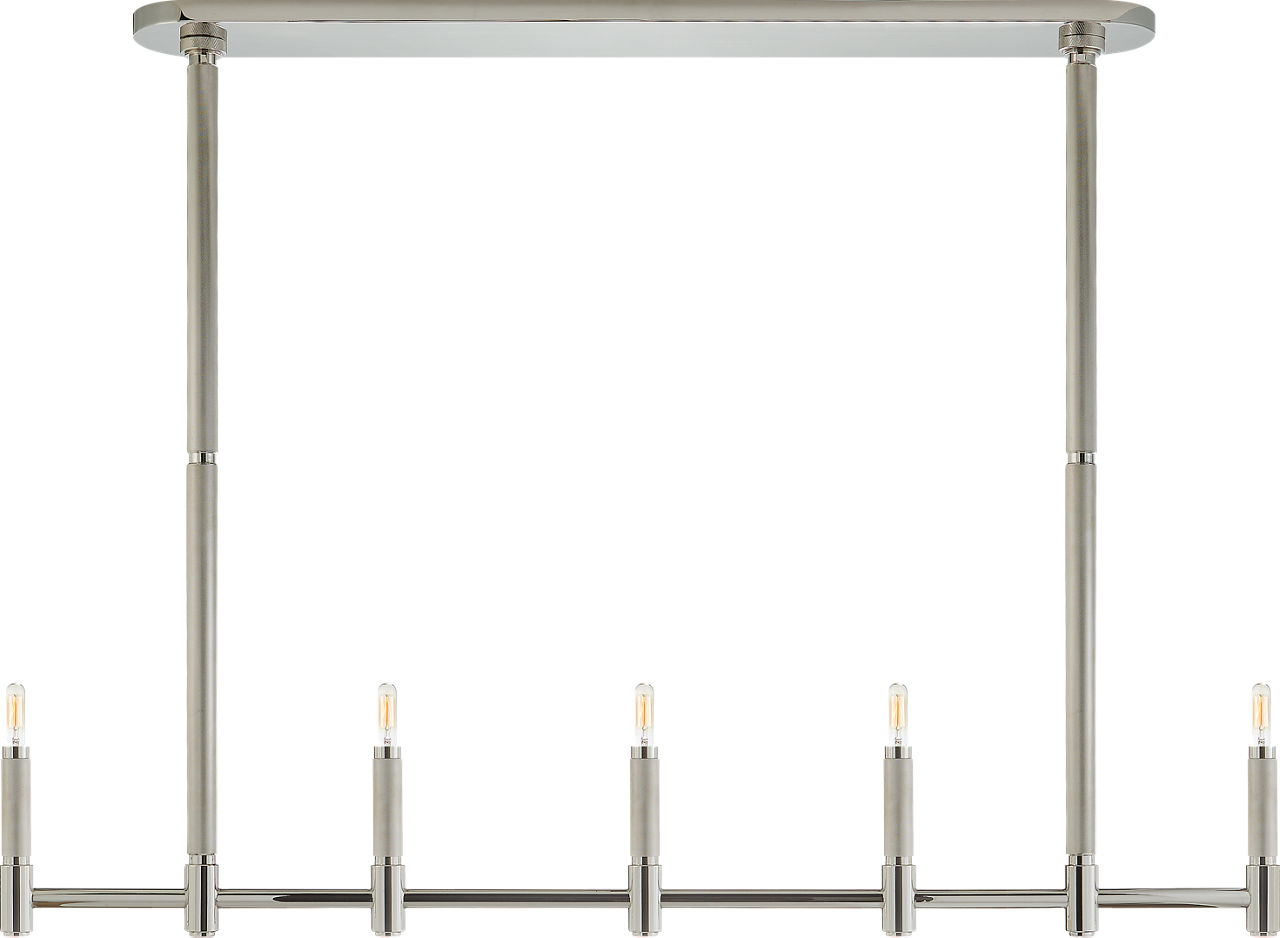 Barrett Large Knurled Linear Chandelier in Polished Nickel