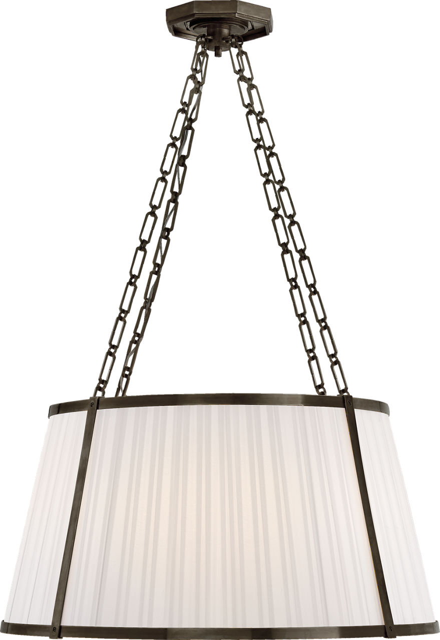 Windsor Large Hanging Shade in Bronze with Boxpleat Silk Shade