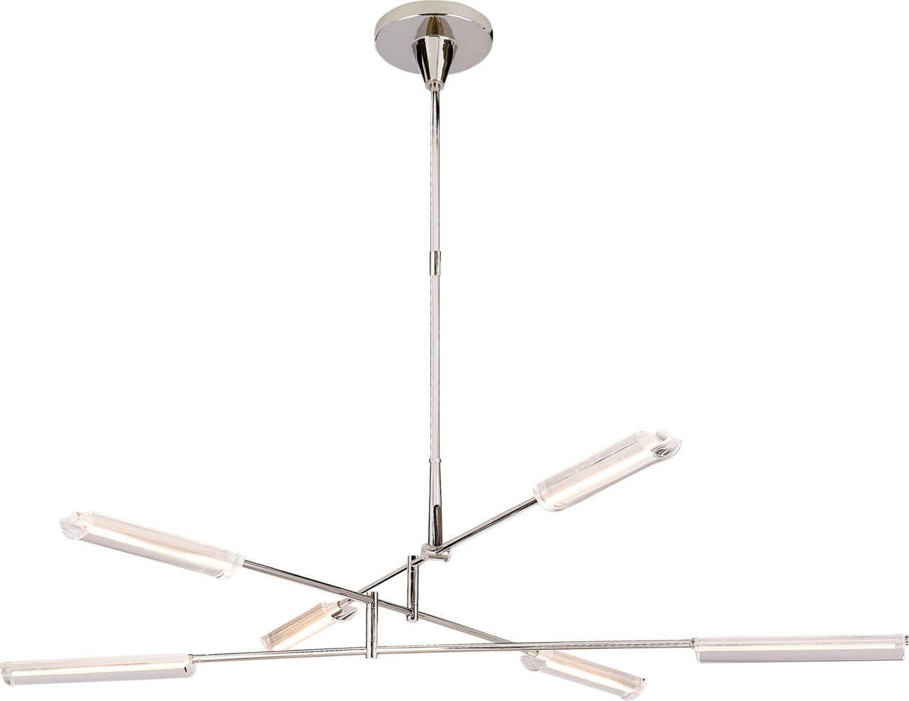 Daley Large Six Light Chandelier in Polished Nickel with Clear Acrylic