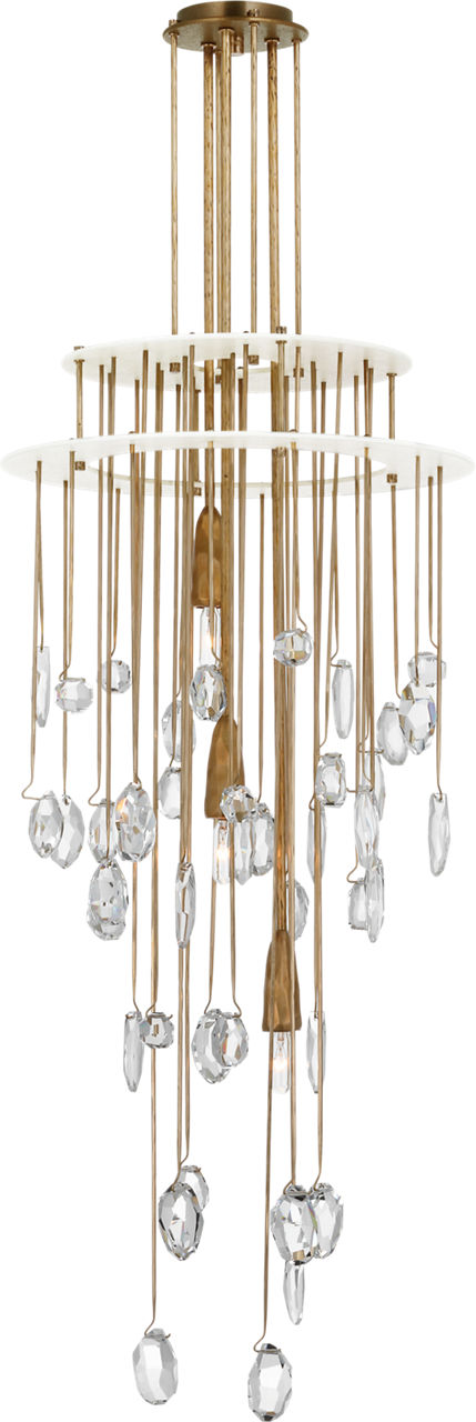 Hailee Small Sculpted Chandelier in Natural Brass and Plaster White with Crystal