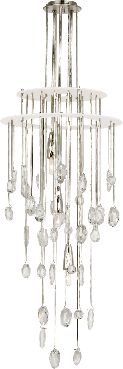 Hailee Small Sculpted Chandelier in Polished Nickel and Plaster White with Crystal