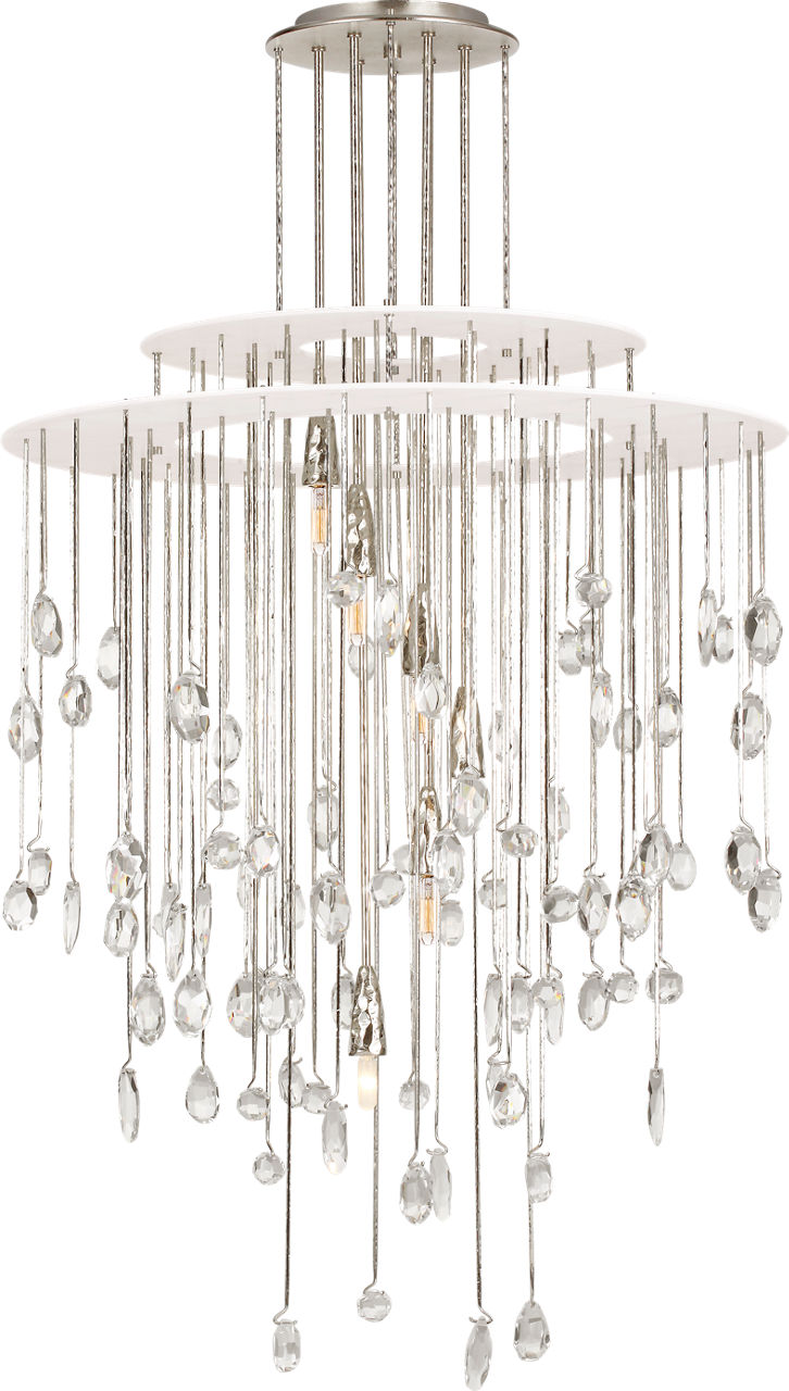 Hailee Medium Sculpted Chandelier in Polished Nickel and Plaster White with Crystal