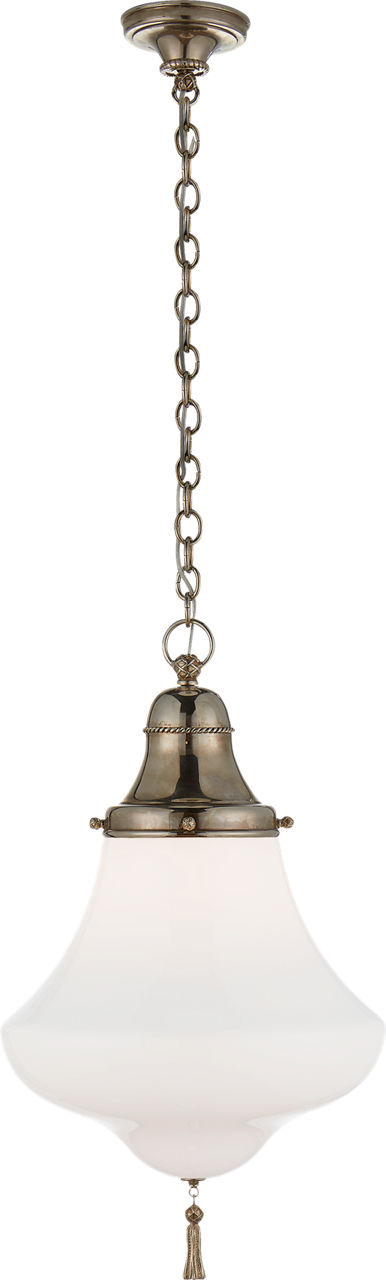 Xavier Small Pendant in Butler's Silver with White Glass