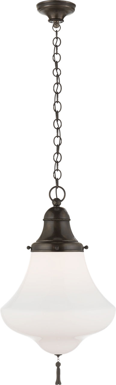 Xavier Small Pendant in Bronze with White Glass