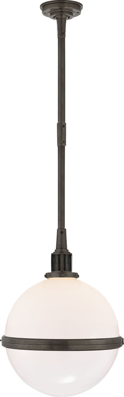 McCarren Large Globe Pendant in Bronze with White Glass