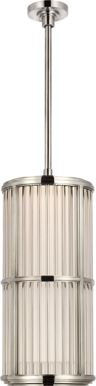 Perren 10" Pendant in Polished Nickel and Glass Rods