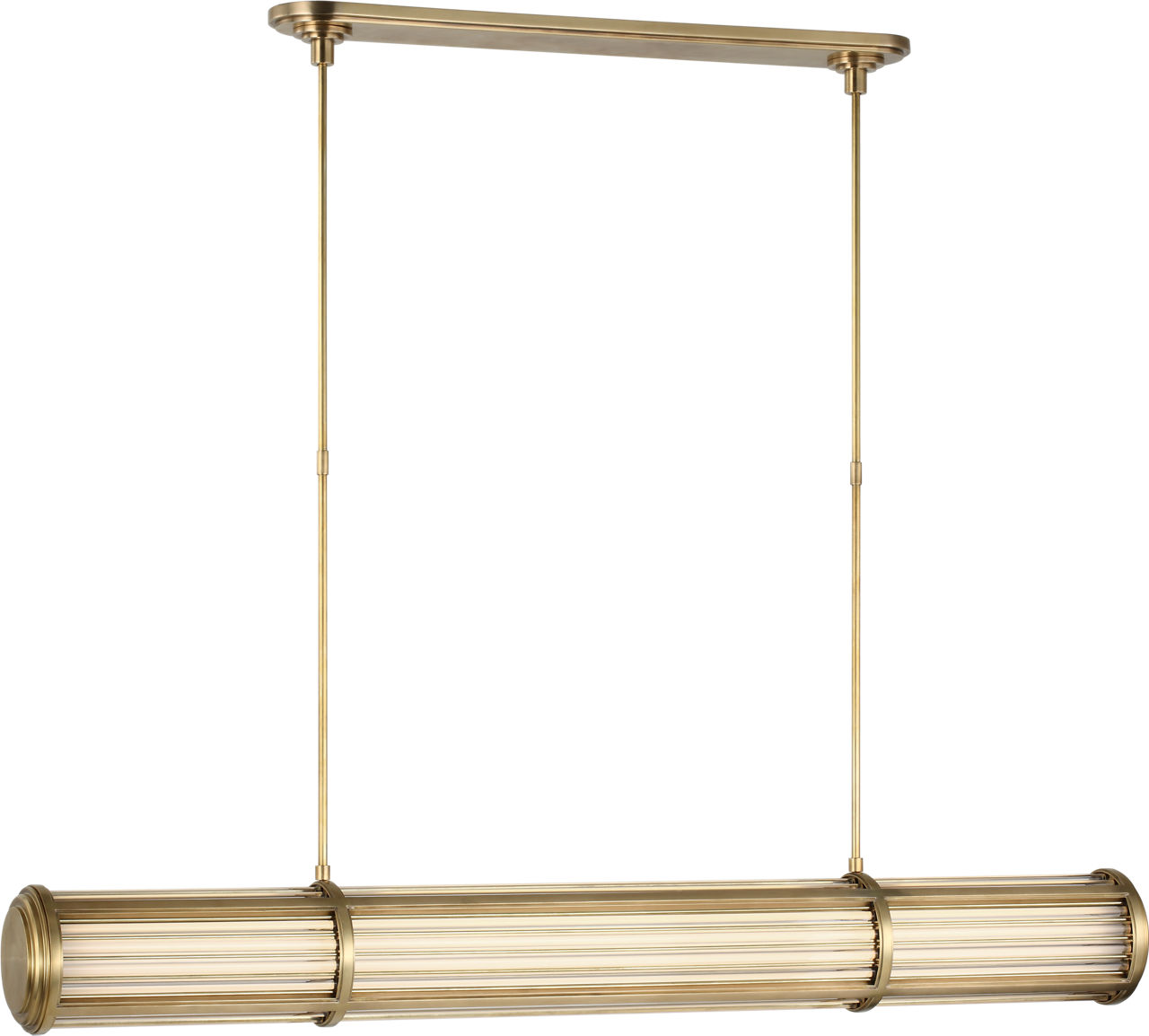 Perren Large Linear Chandelier in Polished Nickel