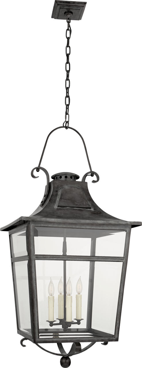 Carrington Large Lantern in French Rust with Clear Glass