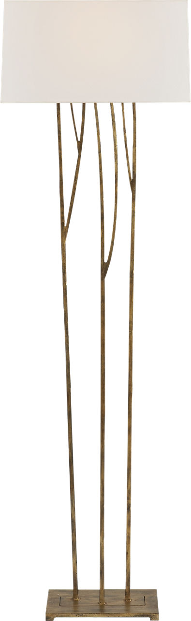 Aspen Floor Lamp in Gilded Iron with Linen Shade