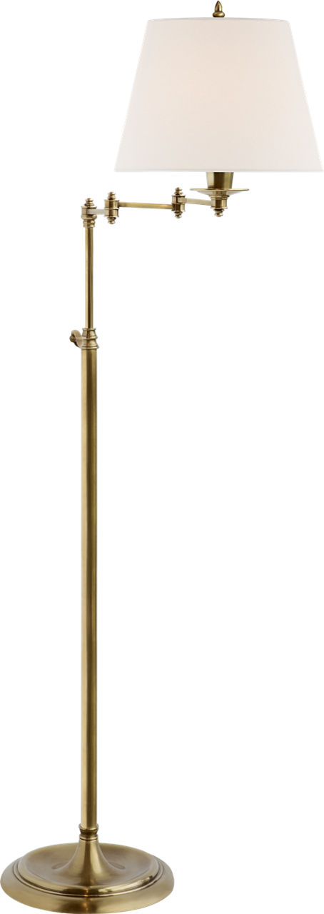 Triple Swing Arm Floor Lamp in Hand-Rubbed Antique Brass with Linen Shade 2