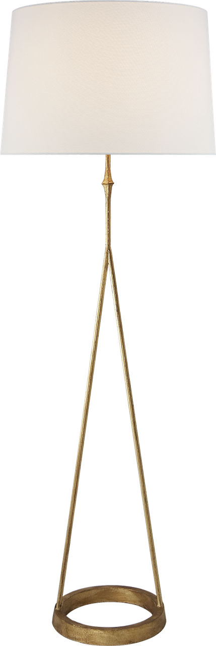 Dauphine Floor Lamp in Gilded Iron with Linen Shade