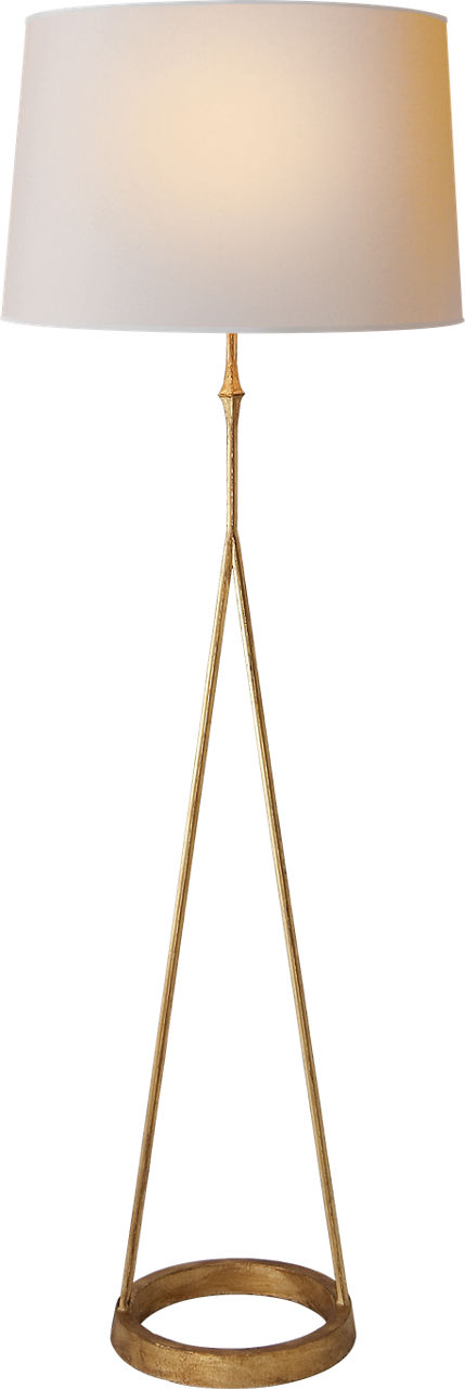 Dauphine Floor Lamp in Gilded Iron with Natural Paper Shade