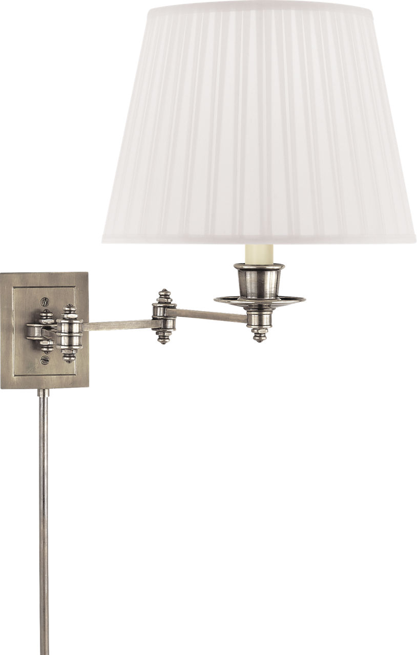 Triple Swing Arm Wall Lamp in Antique Nickel with Silk Shade