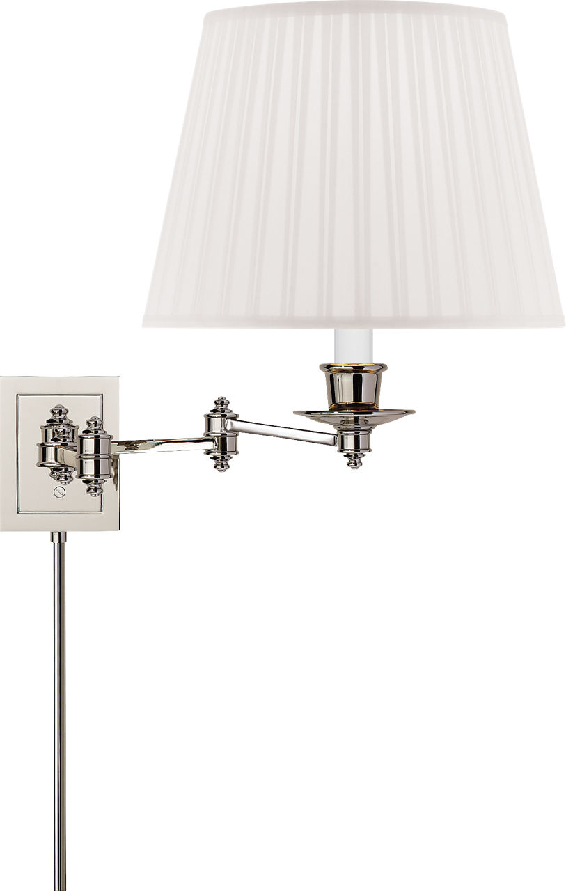 Triple Swing Arm Wall Lamp in Polished Nickel with Silk Shade