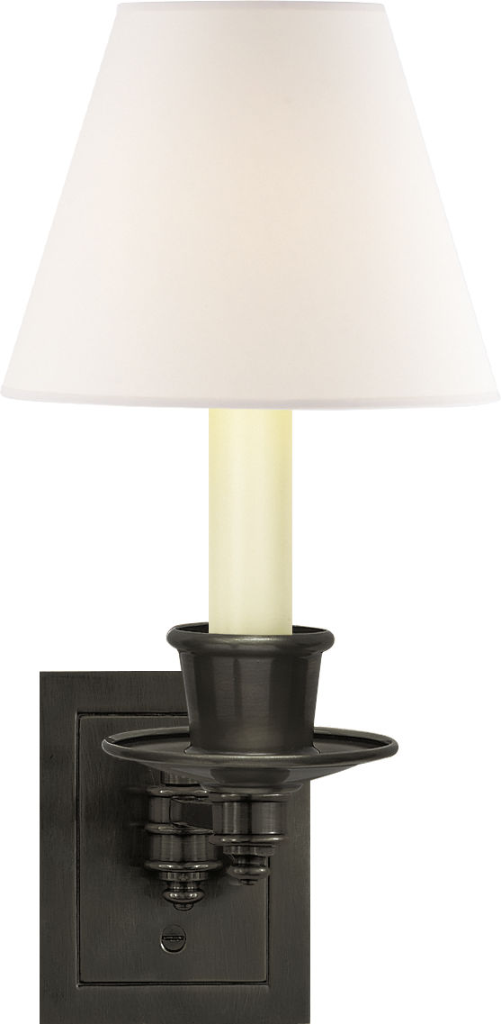 Single Swing Arm Sconce in Bronze with Linen Shade 2