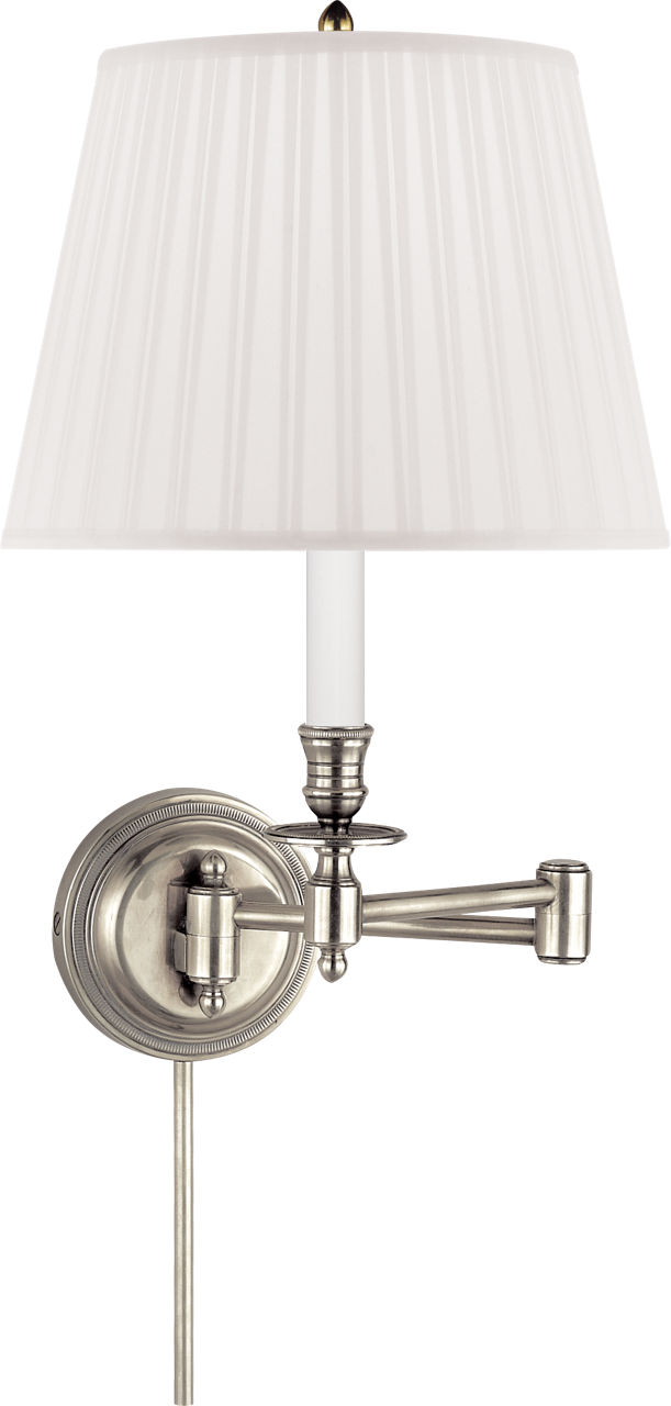 Candlestick Swing Arm in Antique Nickel with Silk Shade