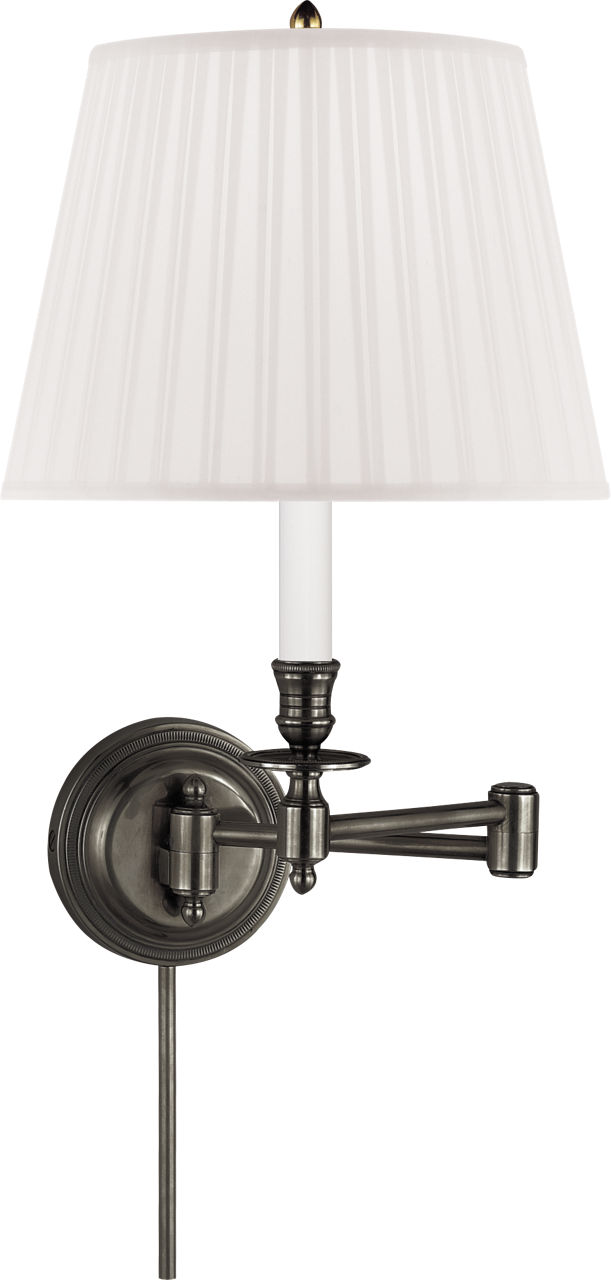 Candlestick Swing Arm in Bronze with Silk Shade