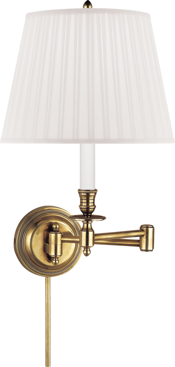 Candlestick Swing Arm in Hand-Rubbed Antique Brass with Silk Shade