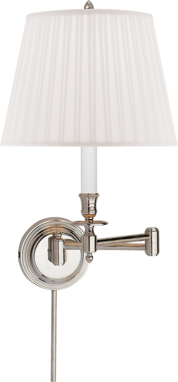 Candlestick Swing Arm in Polished Nickel with Silk Shade