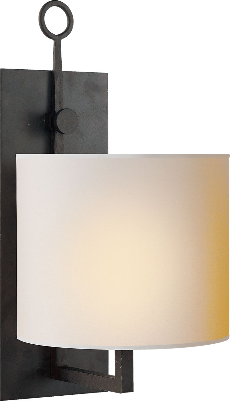 Aspen Iron Wall Lamp in Black Rust with Natural Paper Shade