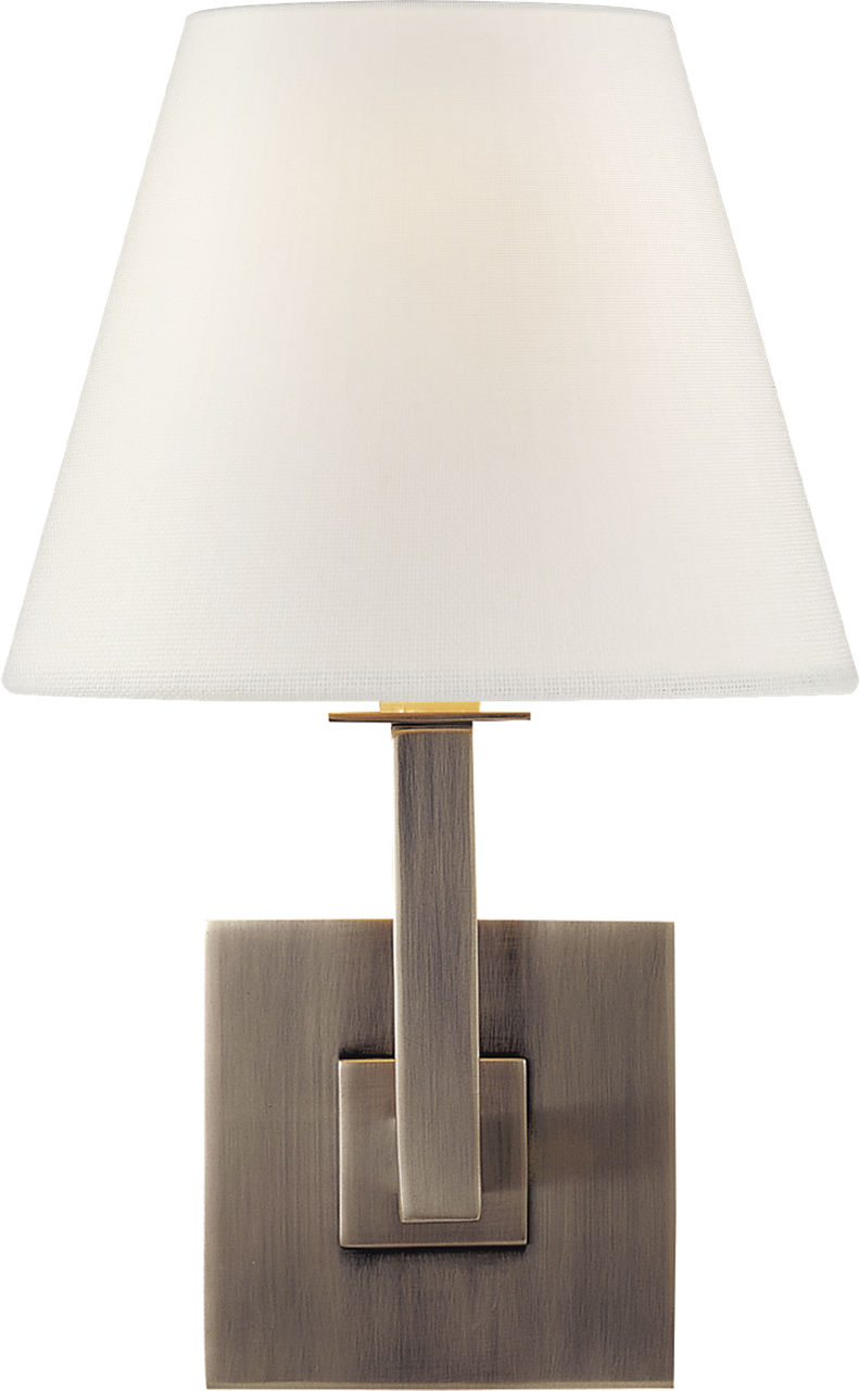 Architectural Wall Sconce in Brushed Steel with Linen Shade