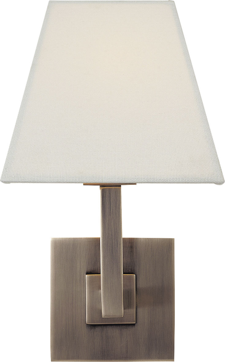 Architectural Wall Sconce in Brushed Steel with Square Linen Shade