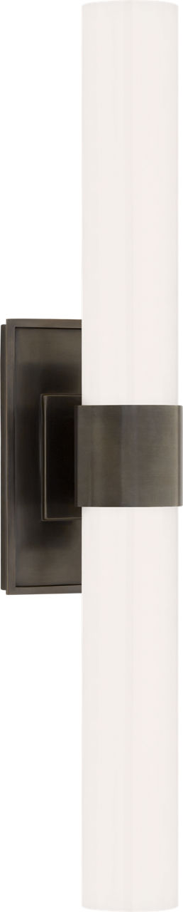 Presidio Petite Double Sconce in Bronze with White Glass