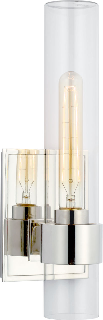 Presidio 14" Outdoor Sconce in Polished Nickel with Clear Glass