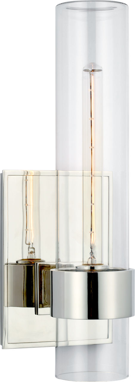 Presidio 18" Outdoor Sconce in Polished Nickel with Clear Glass