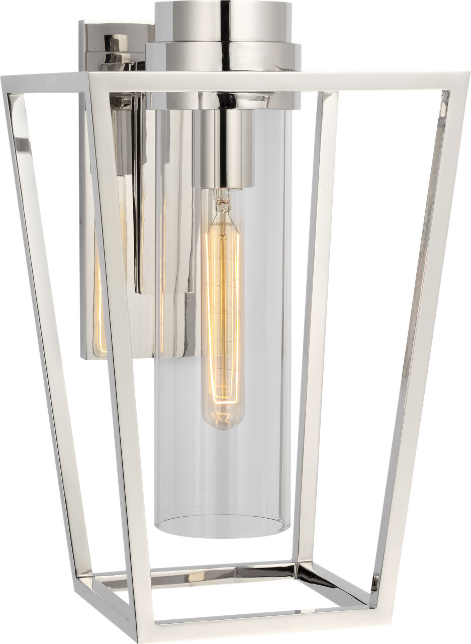 Presidio Small Bracketed Sconce in Polished Nickel with Clear Glass