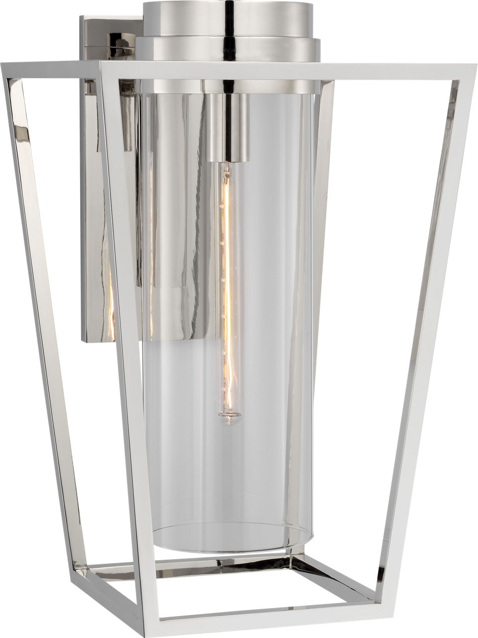 Presidio Medium Bracketed Sconce in Polished Nickel with Clear Glass