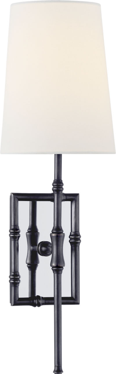 Grenol Single Modern Bamboo Sconce in Bronze with Linen Shade