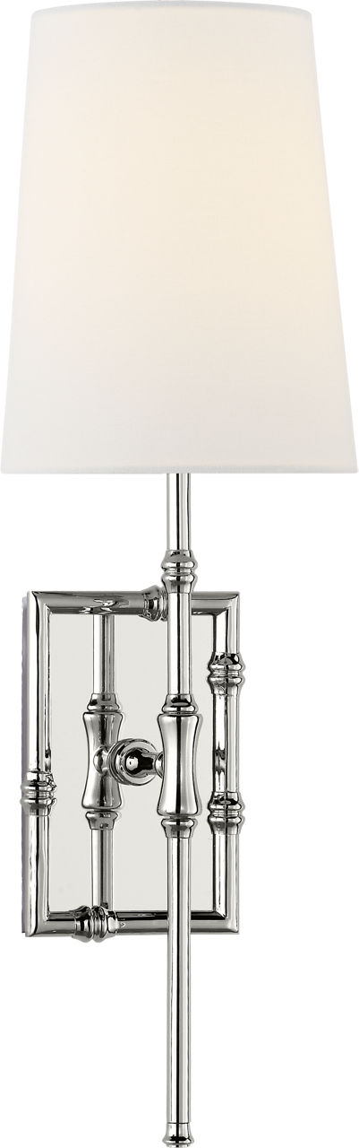 Grenol Single Modern Bamboo Sconce in Polished Nickel with Linen Shade