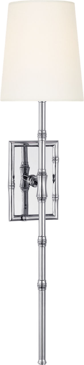 Grenol Single Bamboo Tail Sconce in Polished Nickel with Linen Shade