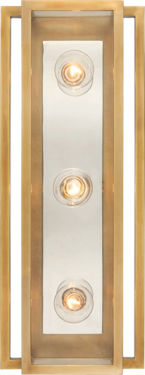 Halle 18" Vanity Light in Hand-Rubbed Antique Brass and Polished Nickel with Clear Glass
