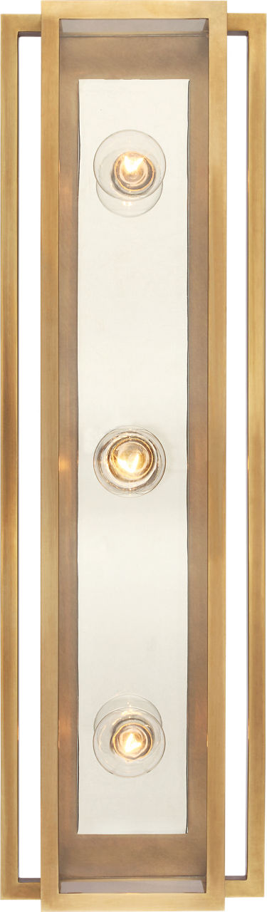 Halle 24" Vanity Light in Hand-Rubbed Antique Brass and Polished Nickel with Clear Glass