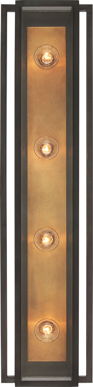 Halle 30" Vanity Light in Bronze and Hand-Rubbed Antique Brass with Clear Glass
